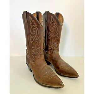 Vintage Justin Mens Brown Leather Western Cowboy Boots Style 2252 Size 11 D